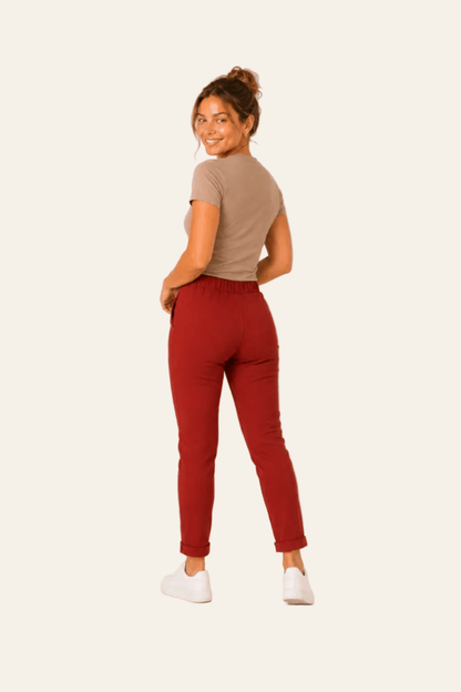 Elegante damesbroek met elastische tailleband en steekzakken