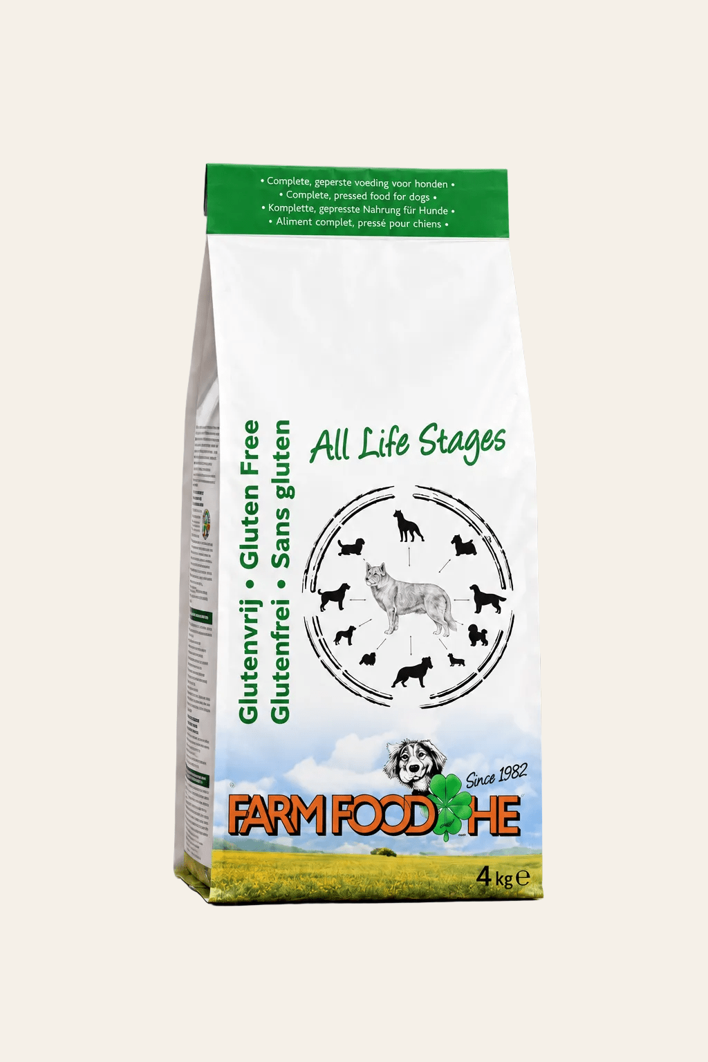 Farm Food HE High Energy glutenvrij geperst hondenvoer met rund, sorghum en rijst voor puppy’s en volwassen honden – zak van 4 kg