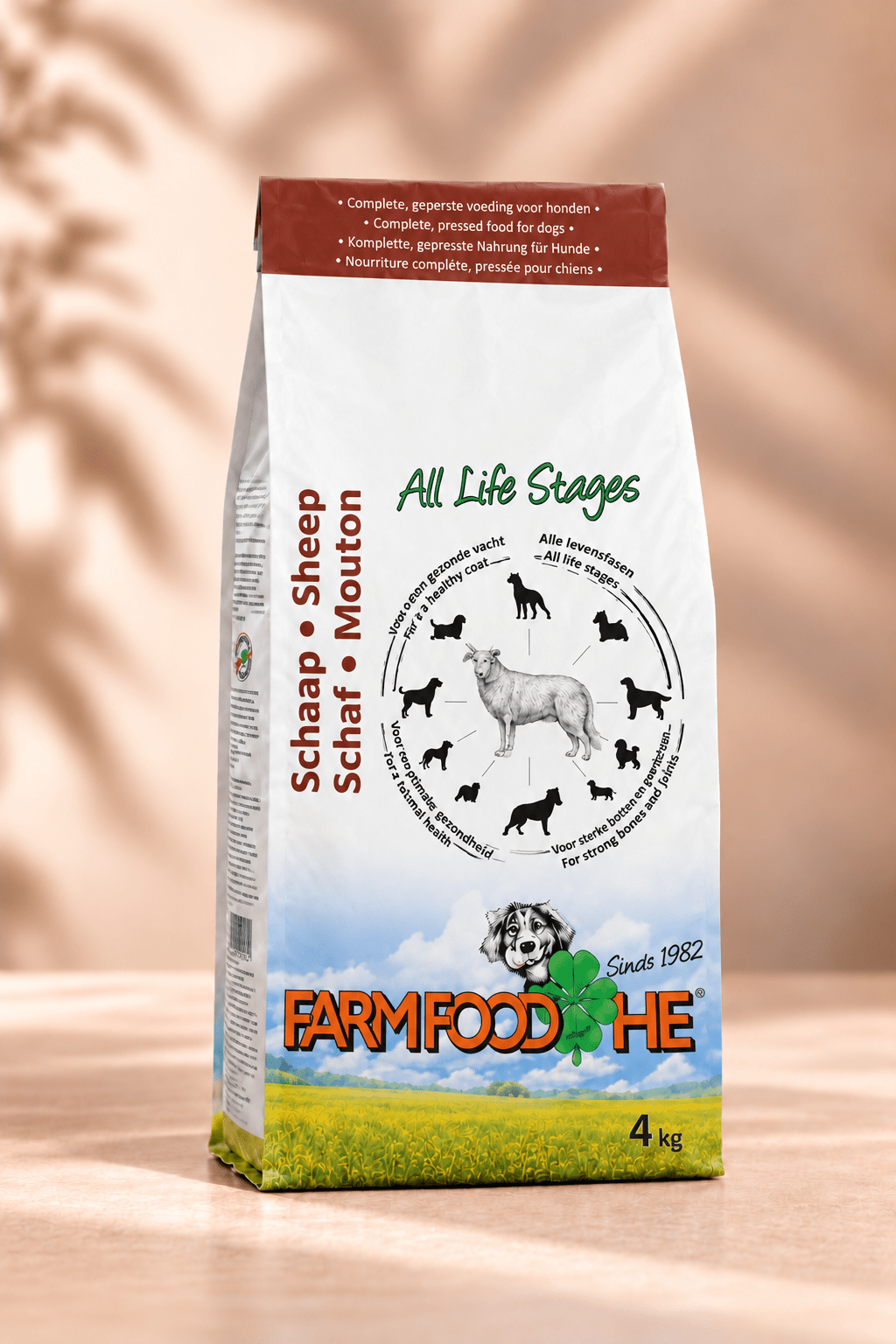 Farm Food HE Schaap 4 kg, complete geperste hondenvoeding met schapenvlees voor honden van alle rassen en verschillende leeftijden