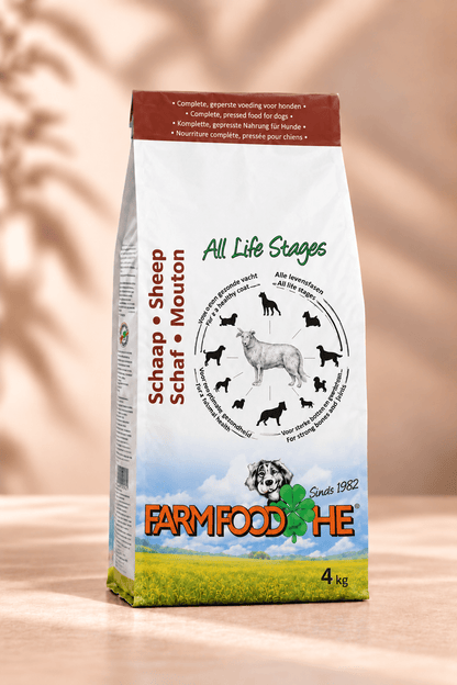 Farm Food HE Schaap 4 kg, complete geperste hondenvoeding met schapenvlees voor honden van alle rassen en verschillende leeftijden