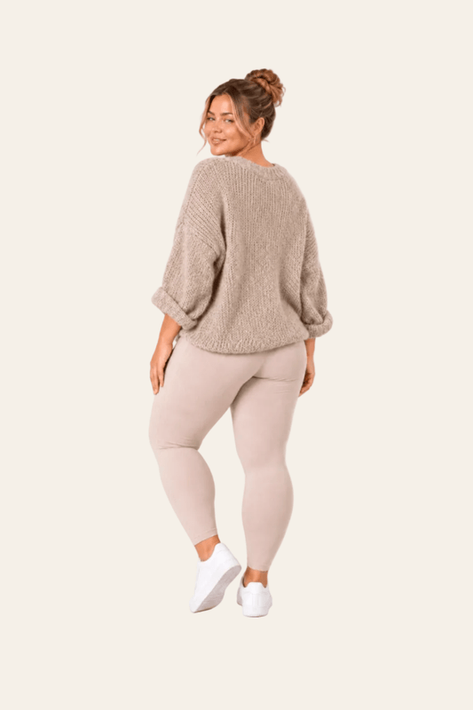 Knitted Bouclé Ladies' Jumper with Three-Quarter Sleeves
