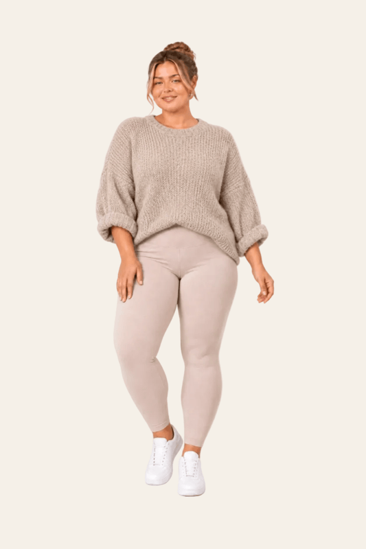 Knitted Bouclé Ladies' Jumper with Three-Quarter Sleeves