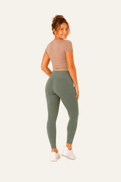 Women's ribbed high-waisted leggings