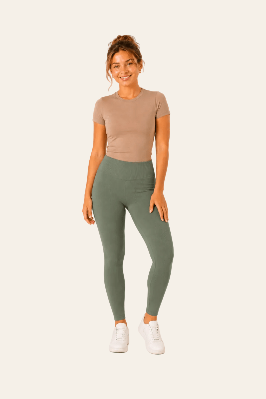 Women's ribbed high-waisted leggings