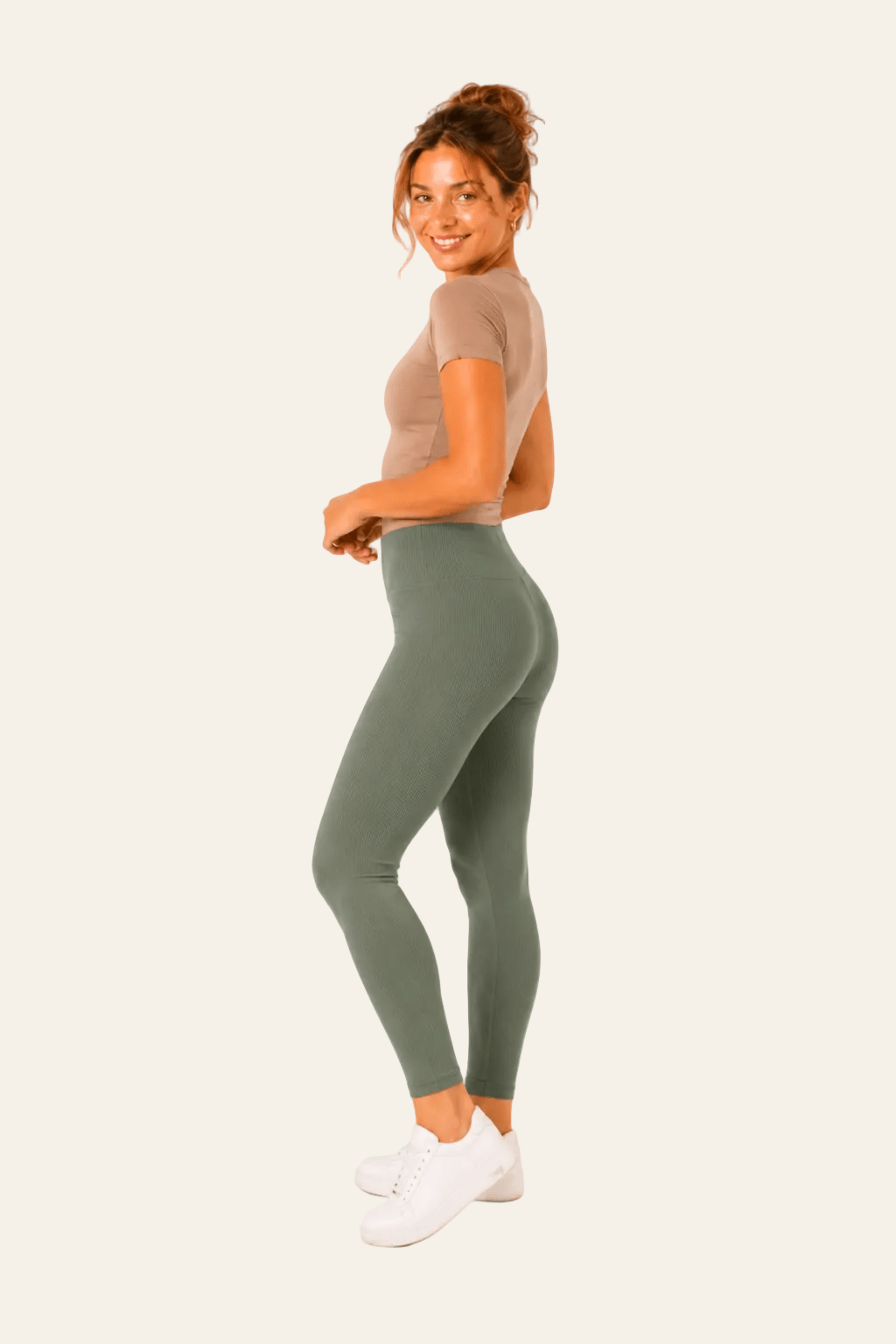 Women's ribbed high-waisted leggings