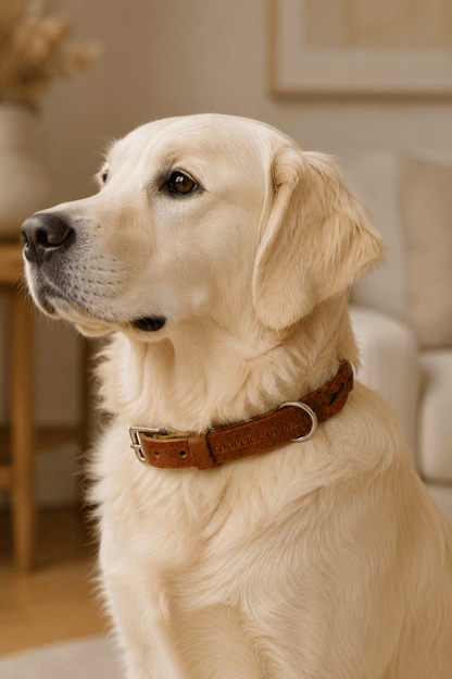 Gevlochten leren bruine halsband 