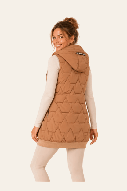 Gewatteerd damesvest met afneembare capuchon