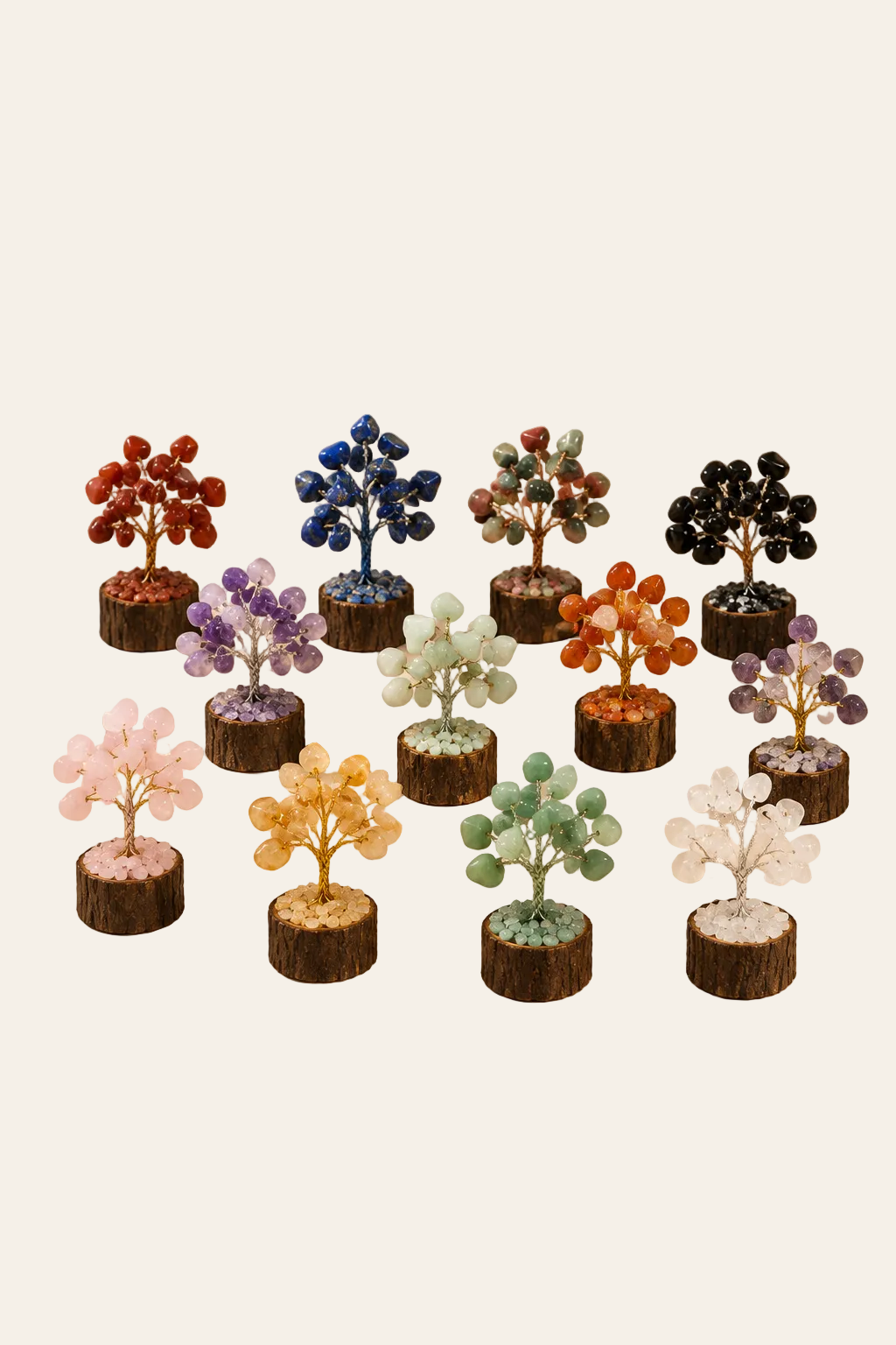 Giftbox met 12 Edelsteenboompjes – 6 cm