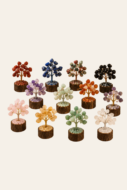 Giftbox met 12 Edelsteenboompjes – 6 cm