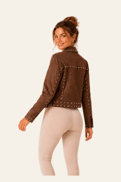 Gimme elegante dames jas met unieke studs langs de kraag en zakken