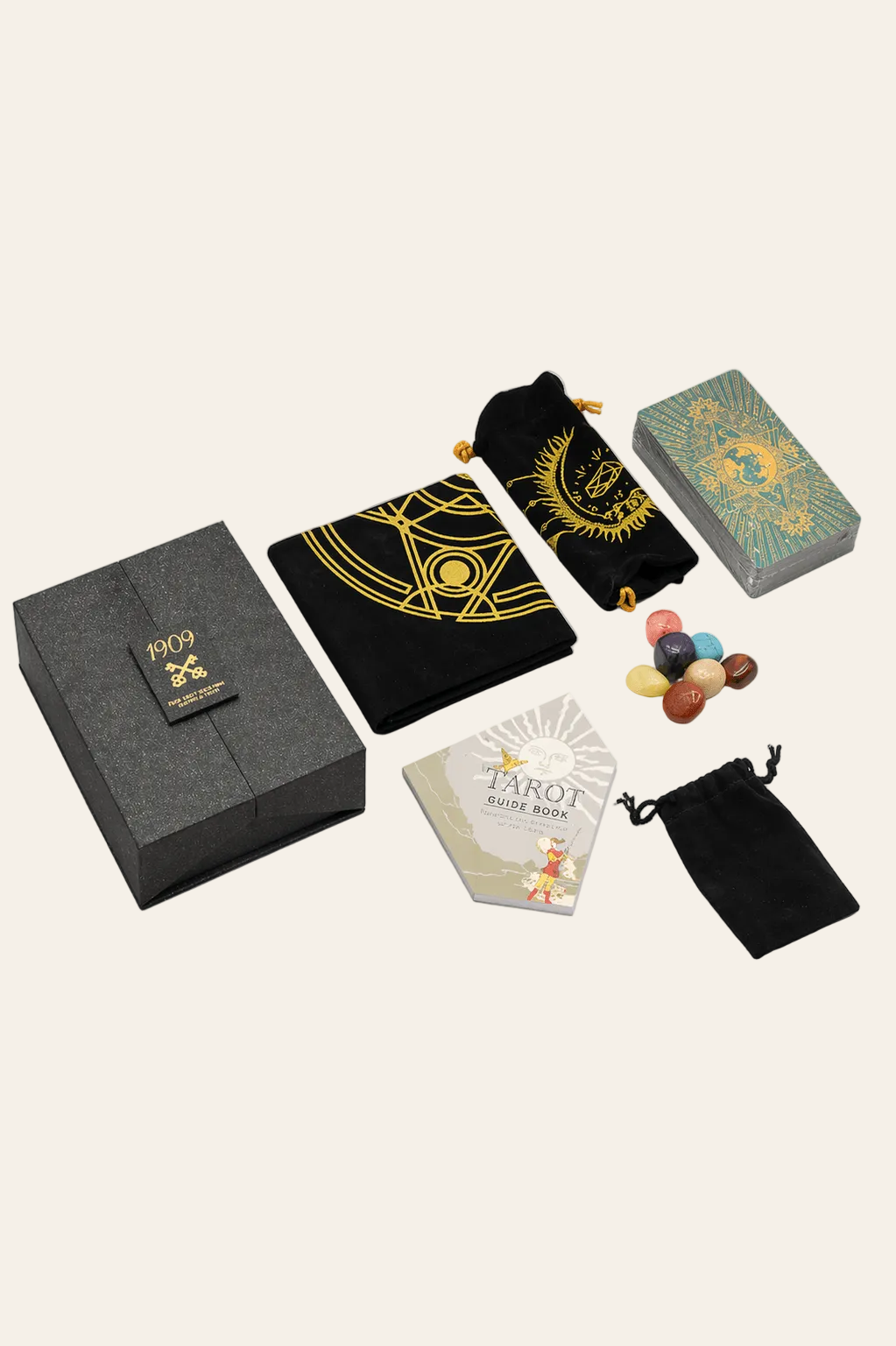 Goud en turquoise folie tarotkaarten cadeauset.