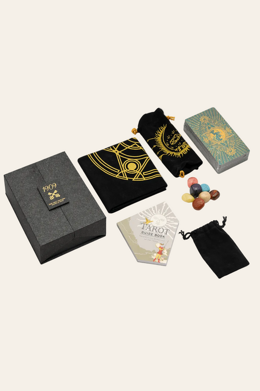 Goud en turquoise folie tarotkaarten cadeauset.