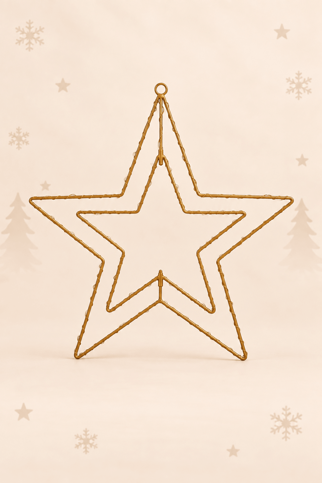 Gouden metalen kerstster van 40 cm met dubbele stervorm en geïntegreerde LED verlichting van Näve Leuchten
