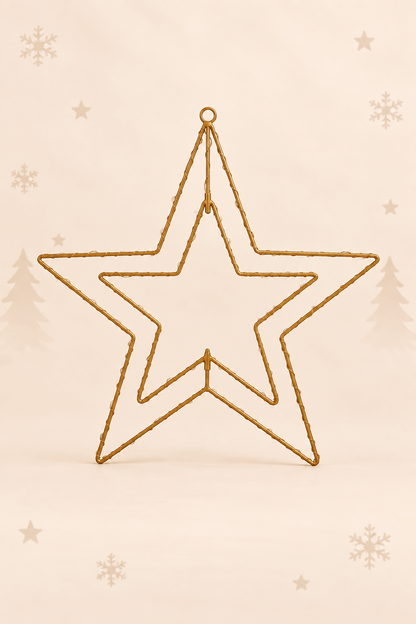 Gouden metalen kerstster van 40 cm met dubbele stervorm en geïntegreerde LED verlichting van Näve Leuchten