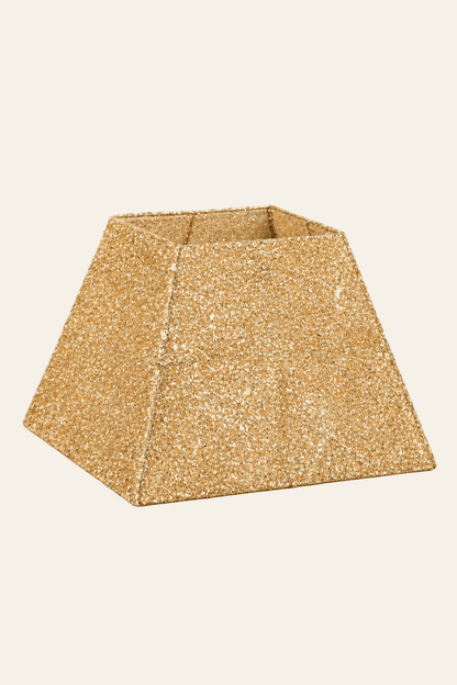 Gouden vierkante kerstboomrok 50 x 50 cm met feestelijke glanzende afwerking van Mica Decorations productfoto