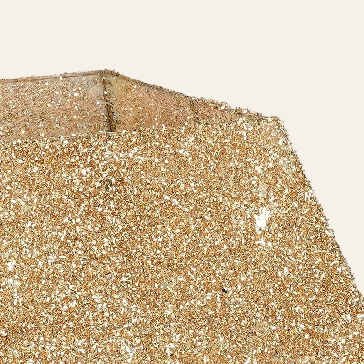 Gouden vierkante kerstboomrok 50 x 50 cm met feestelijke glanzende afwerking van Mica Decorations bovenaanzicht