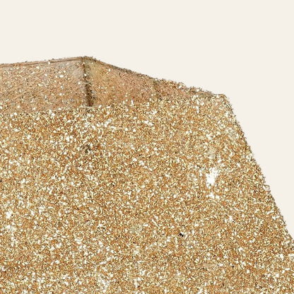 Gouden vierkante kerstboomrok 50 x 50 cm met feestelijke glanzende afwerking van Mica Decorations bovenaanzicht