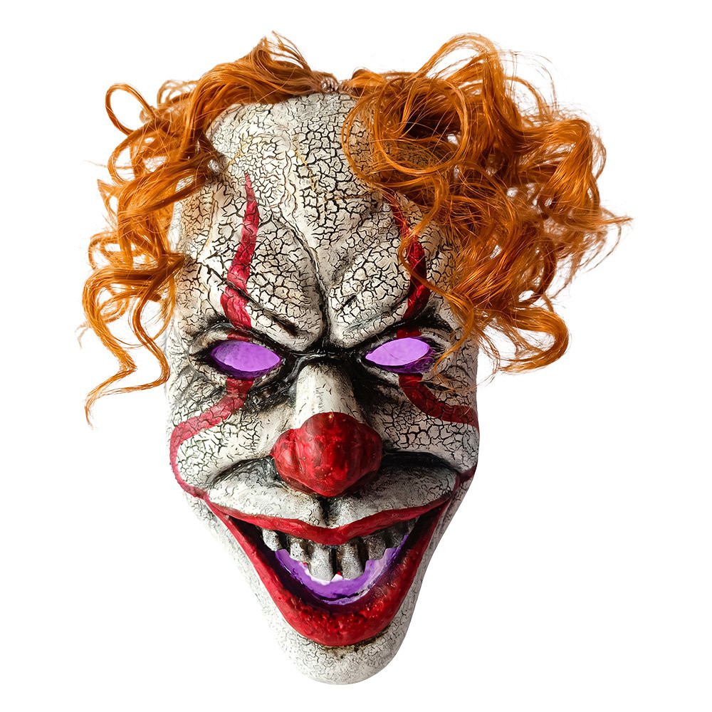 Griezelig clownmasker voor halloween met oranje haar