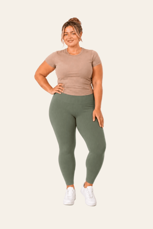 Women's ribbed high-waisted leggings