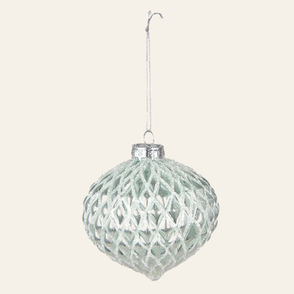 Groene glazen kerstballen set van 2 Ø 10 cm met ruitjesvorm