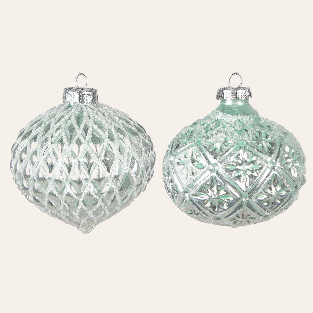 Groene glazen kerstballen set van 2 Ø 10 cm als productfoto