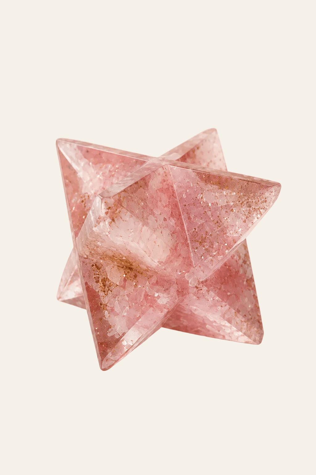 Grote Orgonite Merkaba Ster van Rozenkwarts