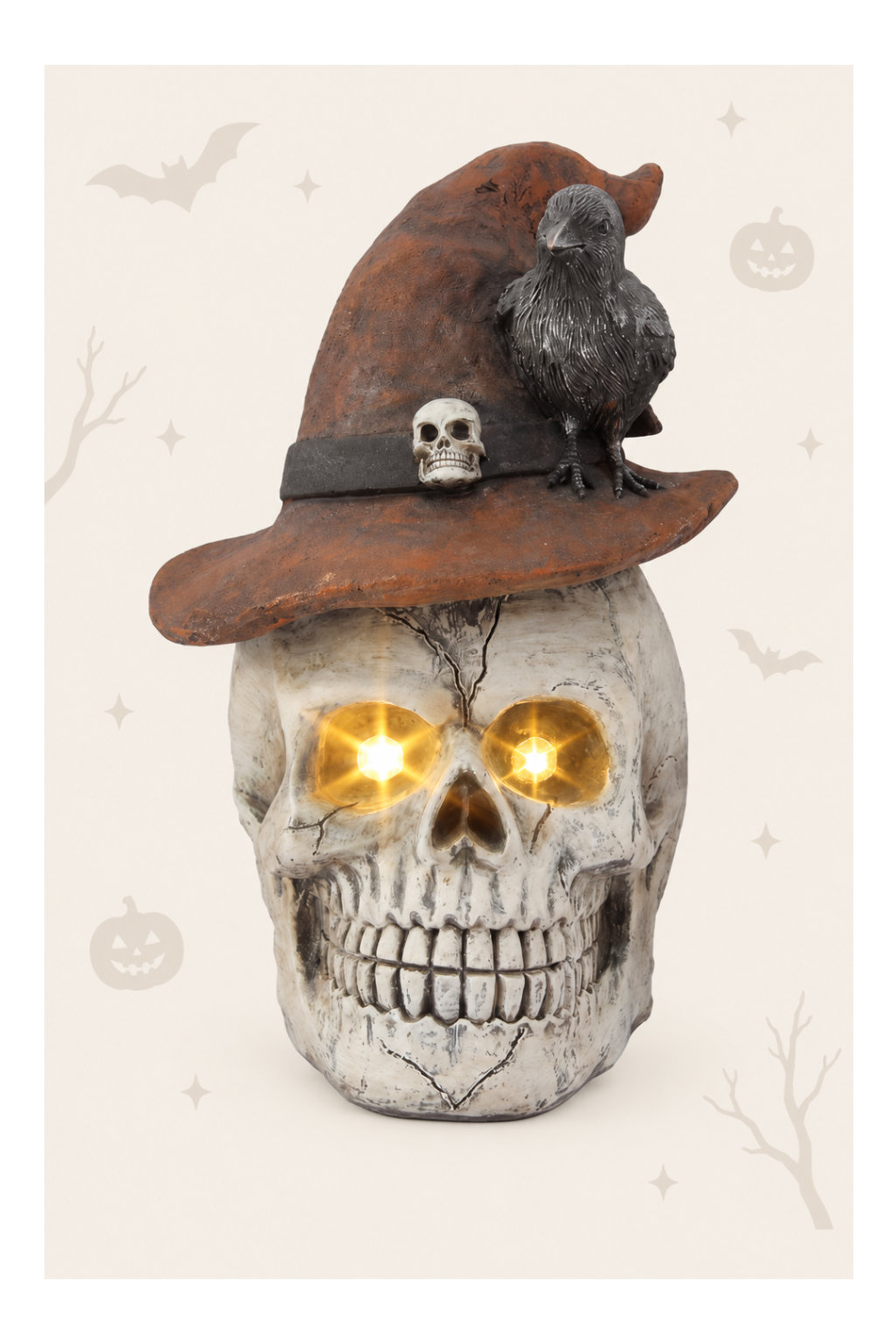 Grote decoratieve schedel voor halloween wit