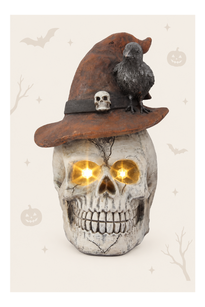 Grote decoratieve schedel voor halloween wit