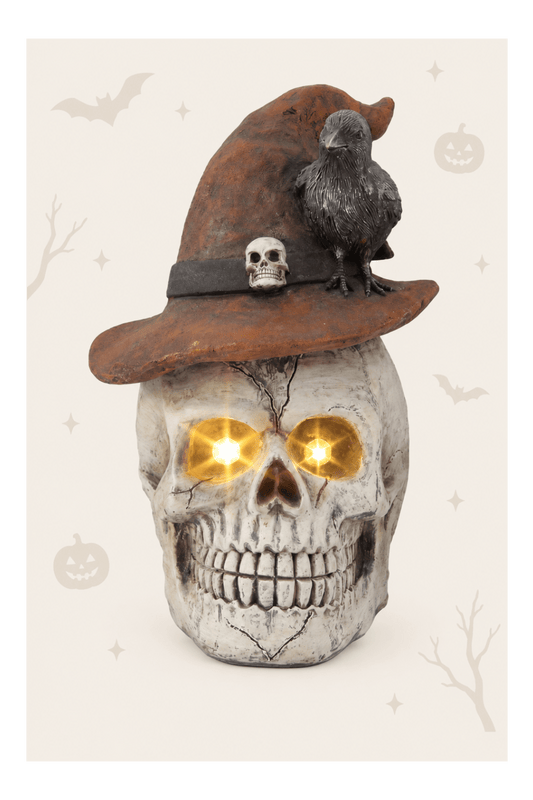 Grote decoratieve schedel voor halloween wit