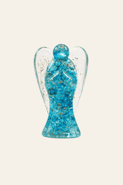 Grote engel van blauwe topaas orgoniet 20cm