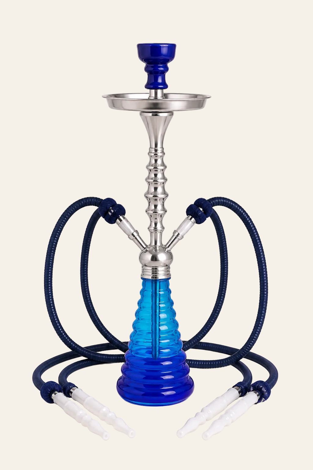 Grote waterpijp shisha blauw met vier slangen