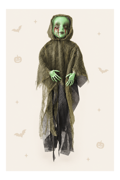 Hangende heksenfiguur met kap voor halloween