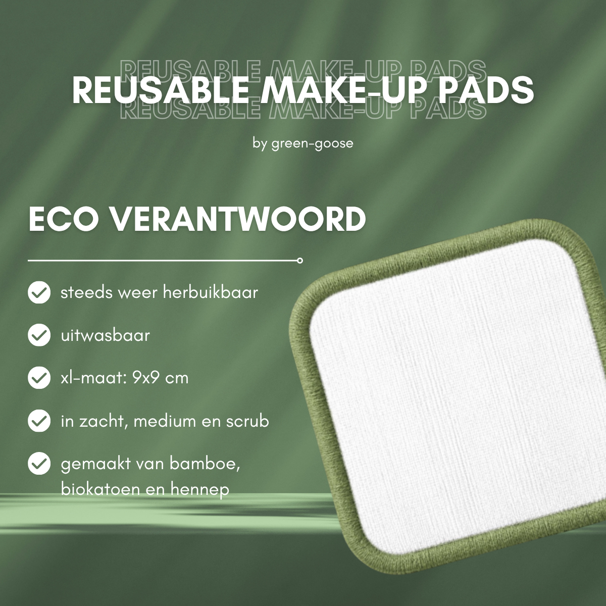 Herbruikbare XL wattenschijfjes met detail uitleg