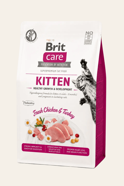 Hoogwaardige droogvoeding voor jonge katten met verse kip en kalkoen 400 g.