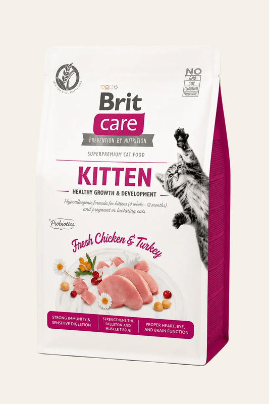 Hoogwaardige droogvoeding voor jonge katten met verse kip en kalkoen 400 g.