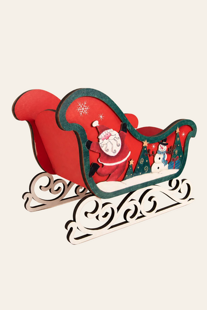 Kerstdecoratie beeld slee rood hout