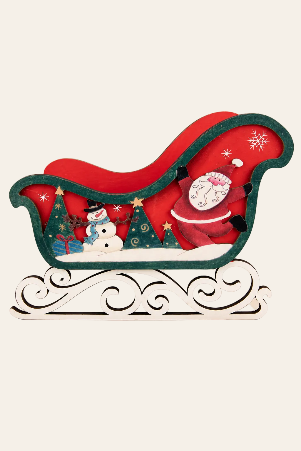 Kerstdecoratie beeld slee rood hout