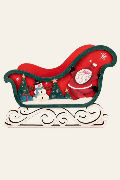 Kerstdecoratie beeld slee rood hout
