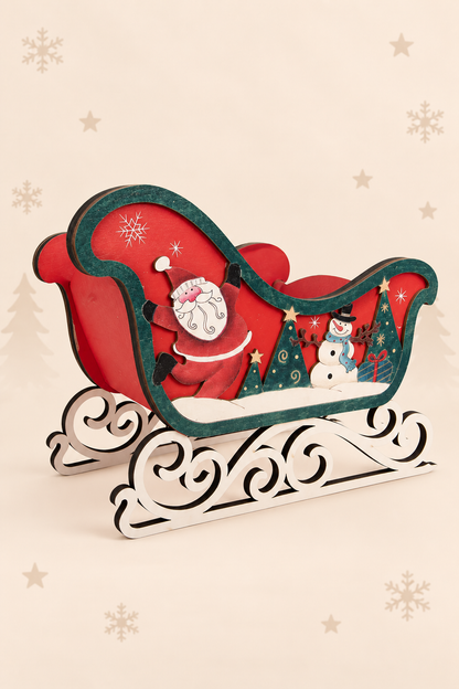 Kerstdecoratie beeld slee rood hout