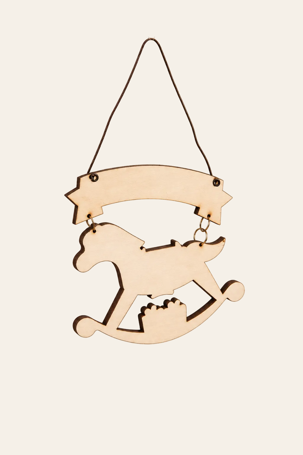 Houten kersthanger hobbelpaard 10 x 11 cm in naturel hout met ophangkoord als speelse kerstdecoratie