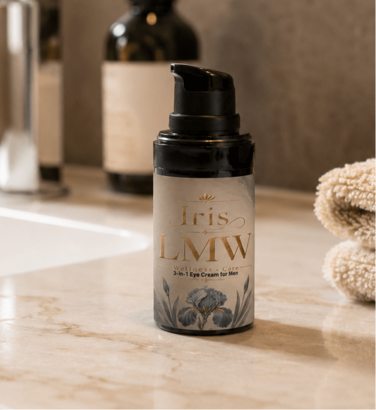 Iris LMW 3-in-1 oogverzorging voor mannen als sfeerbeeld voor dagelijkse verzorging.