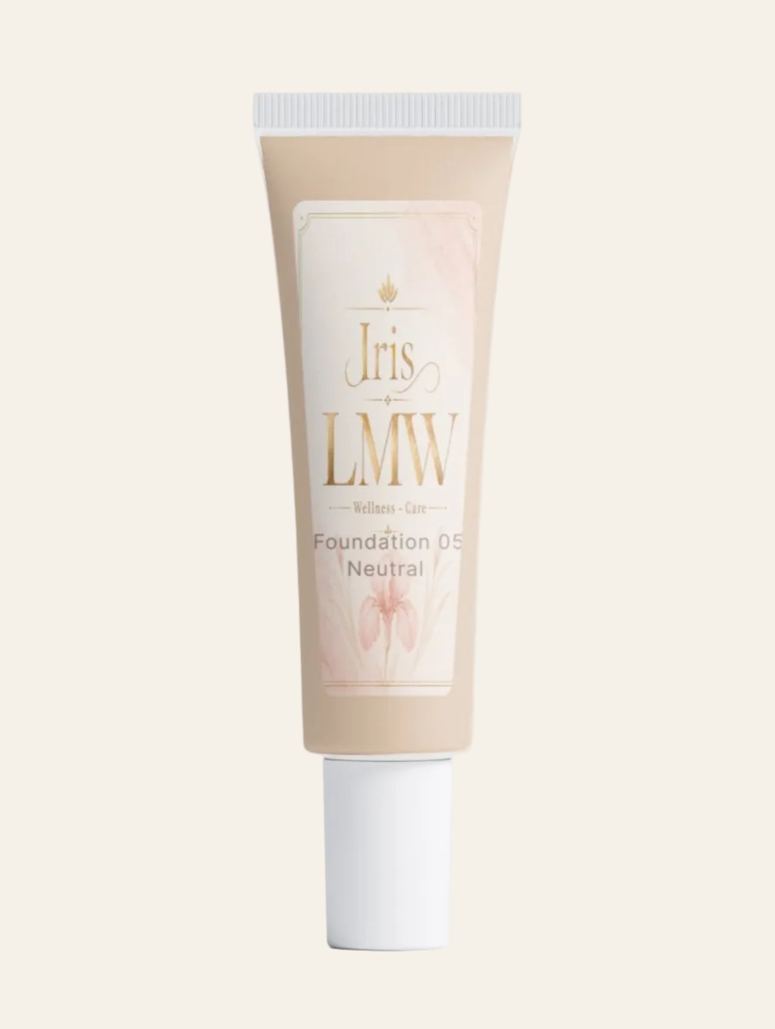 Iris LMW foundation tint 05 neutraal met zichtbaar productetiket.