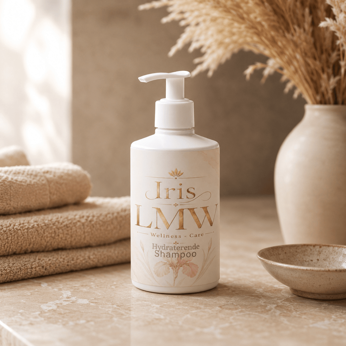 Iris LMW hydraterende shampoo als sfeerbeeld voor droog en normaal haar.