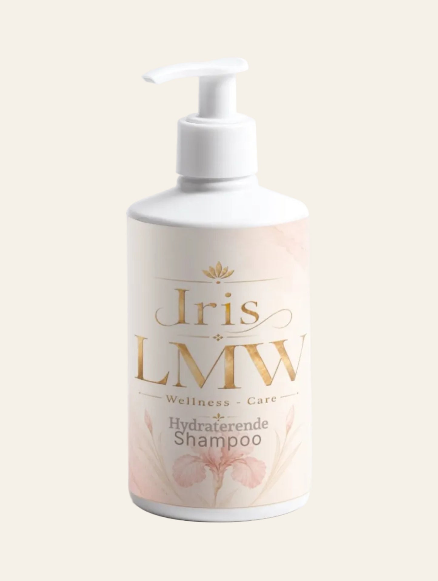 Iris LMW fles hydraterende shampoo met zichtbaar productetiket.
