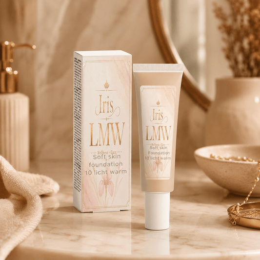 Iris LMW lichte foundation met natuurlijke finish als sfeerbeeld voor dagelijkse make-up.