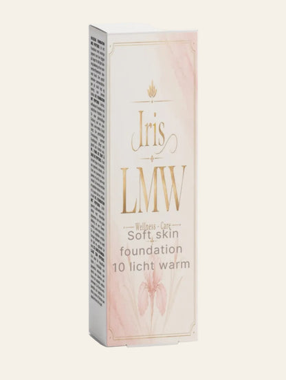 Iris LMW lichte foundation in verpakking met zichtbaar productetiket.