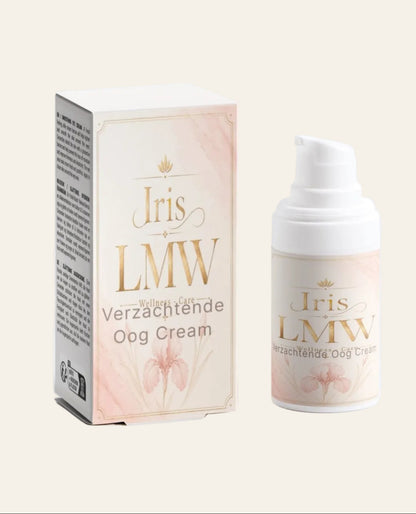 Iris LMW verzachtende oogcrème met zichtbaar productetiket.