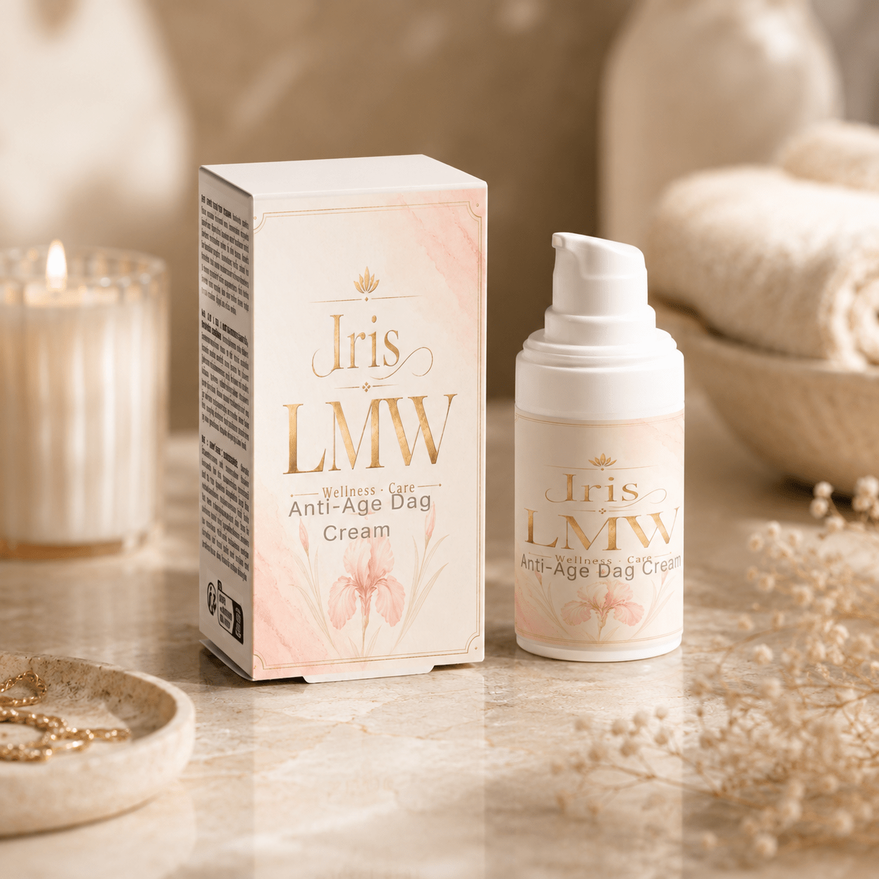 Iris LMW verzorgende anti-aging dagcrème als sfeerbeeld voor dagelijkse huidverzorging.
