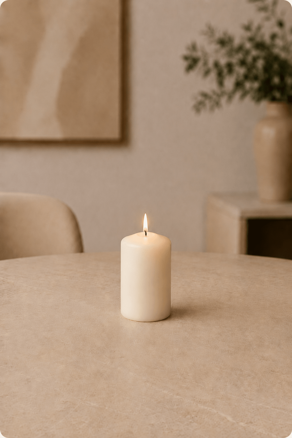 LMW Wellness-Care Set van 4 stompkaarsen in ivorenkleur 4 × 8 cm, aanvullende productweergave