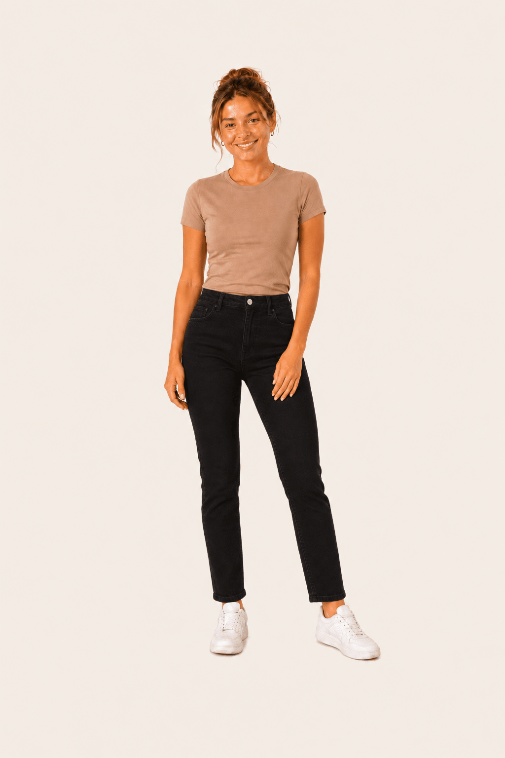 Klassieke aansluitende damesjeans met normale taille